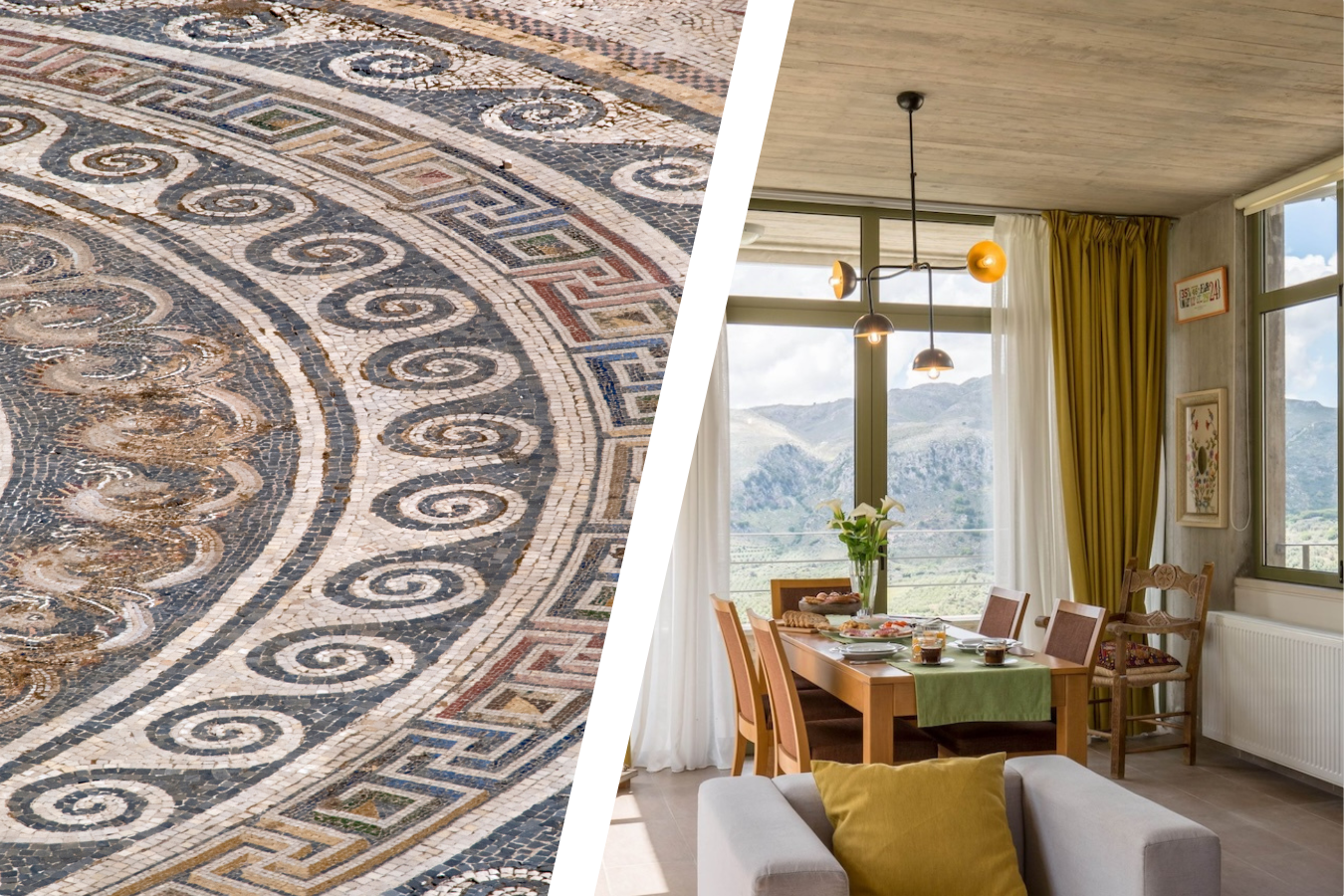 Left: Pebble Mosaic | Right: Design by Zeropixel Architects