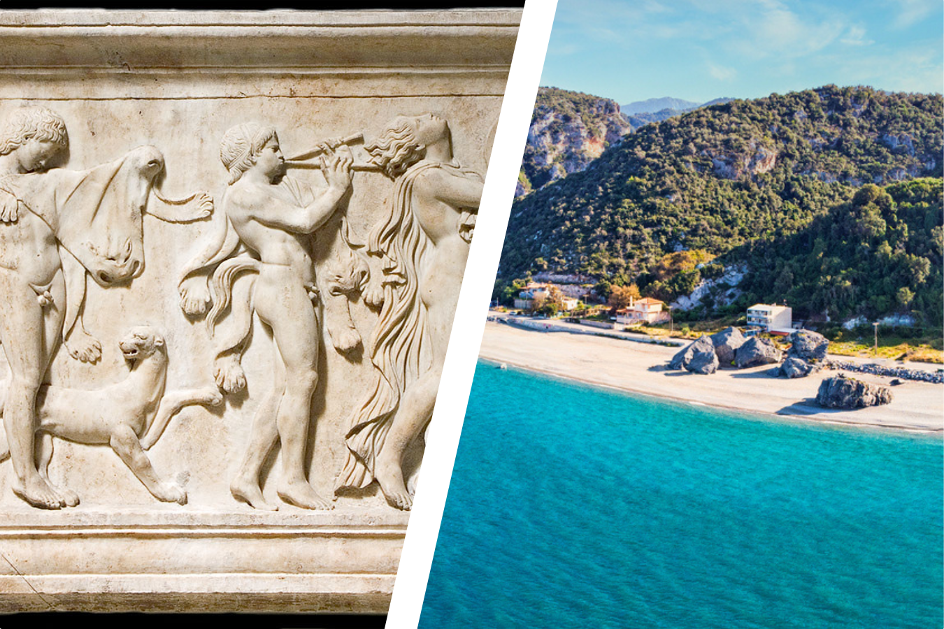 Left: Generic Satyr Mosaic | Right: Evia Island