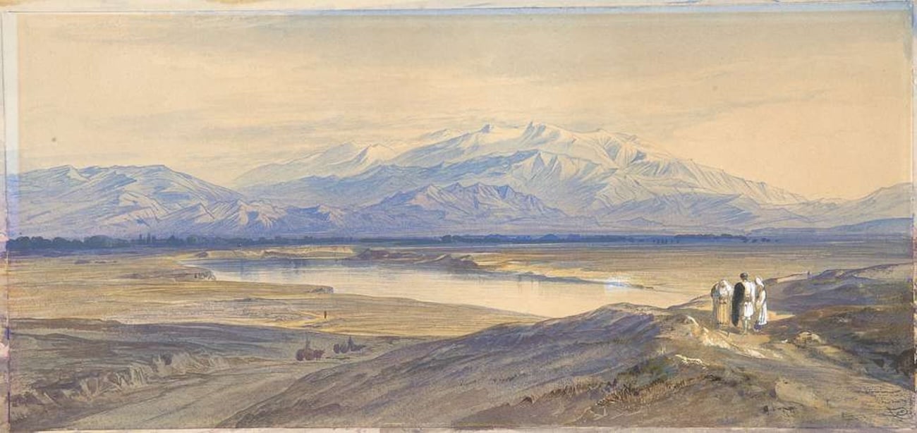 Edward Lear - Mount Olympus from Larissa, Thessaly, Greece