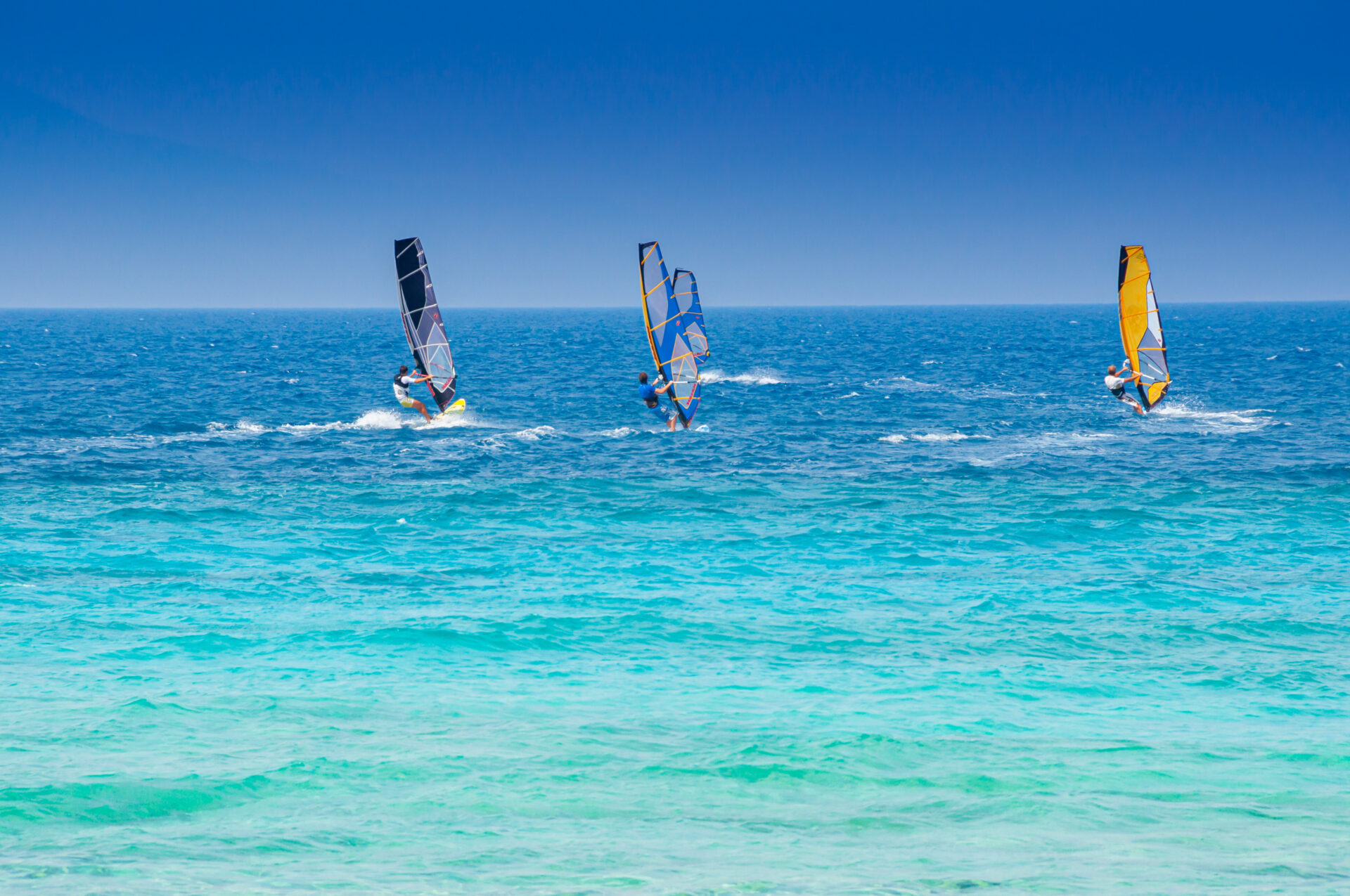 people windsurf in Lefkada, Greece