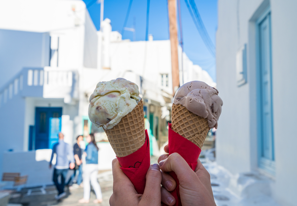 Enjoying an Ice Cream in Greece