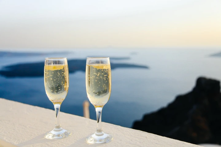 Champagne and Greek Sunset