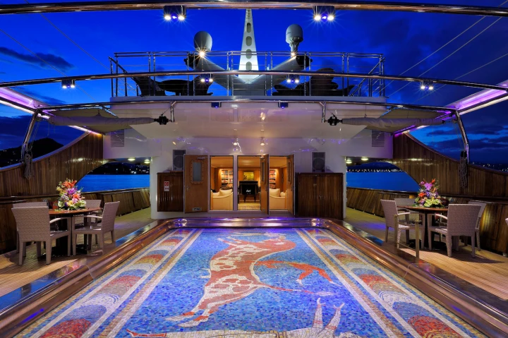 Pool / Dance Floor with Minoan Art Mosaic | © Morley Yachts