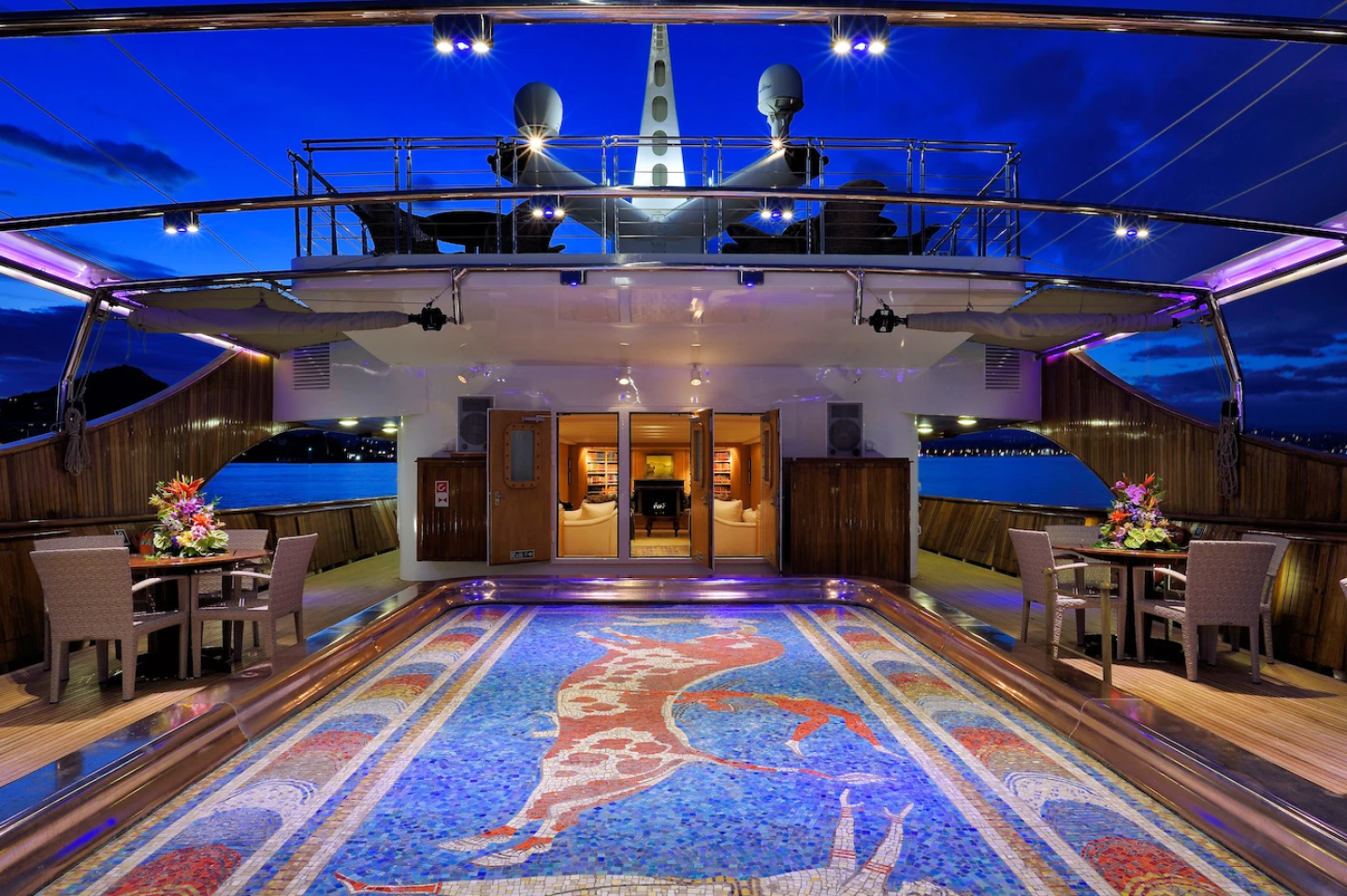 Pool / Dance Floor with Minoan Art Mosaic | © Morley Yachts