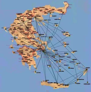 Map of airports in Greece