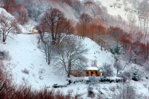 Sneeuw in Pilion, Griekenland